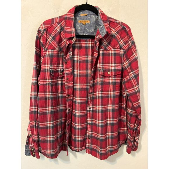 Jachs Girlfriend Sz XL Button Snap Red Plaid Shirt Button Up - Picture 1 of 9